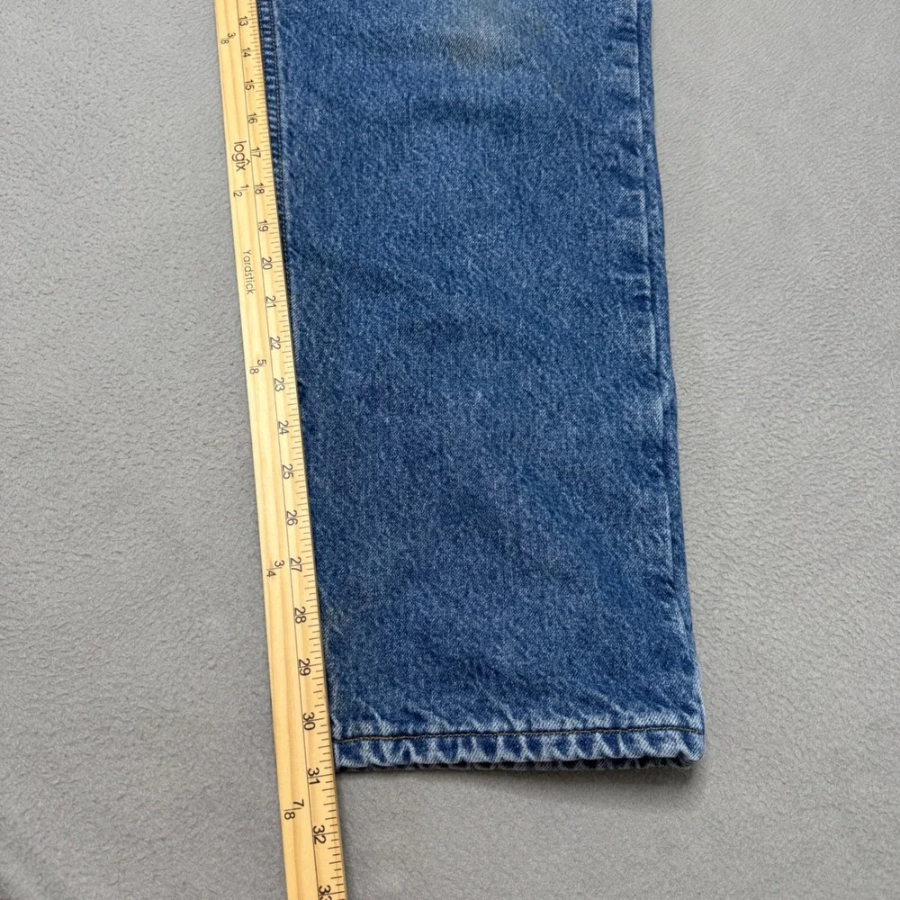 Carhartt Jeans Mens 36x32 Blue Flannel Lined Relaxed Straight Leg Denim B172 DST
